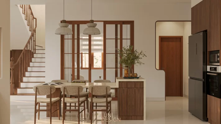 Nội thất nhà phố 2 tầng mộc mạc tối giản Bà Rịa