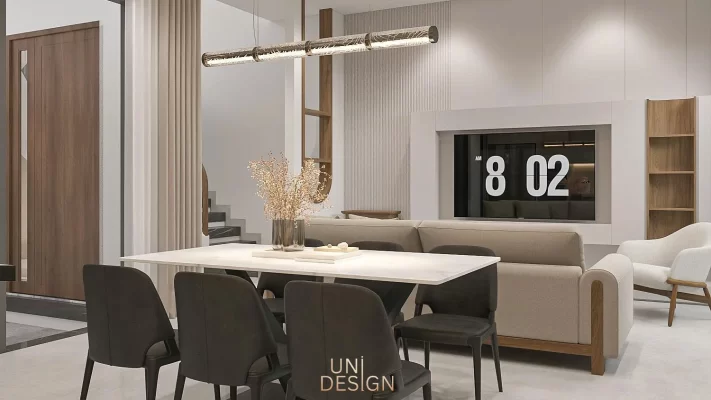 Nội thất nhà phố 2 tầng tối giản, hiện đại BR
