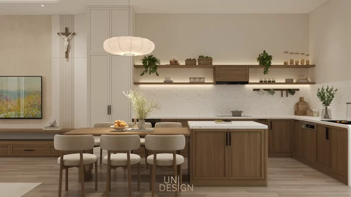 Nội thất phòng bếp nhà phố Wabi Sabi Vũng Tàu